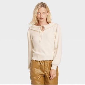 NWOT Who What Wear Cream Collared Blouse